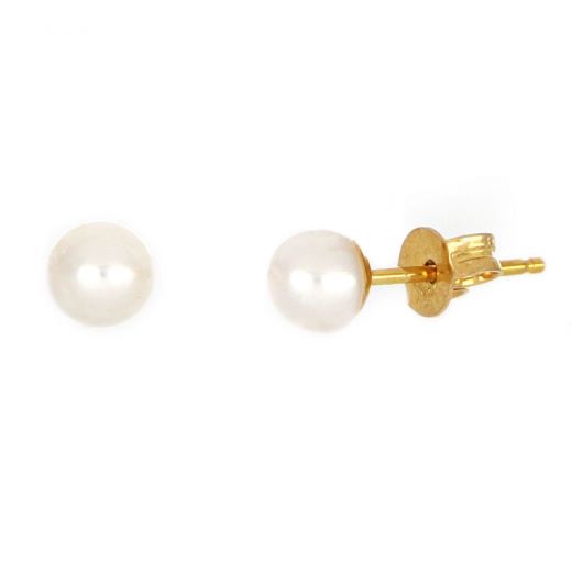 925 Sterling Silver earrings  gold plated with white freshwater pearls 5mm