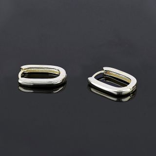925 Sterling Silver gold plated earrings in square design - 