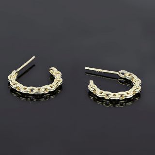 925 Sterling Silver gold plated earrings with chain design - 