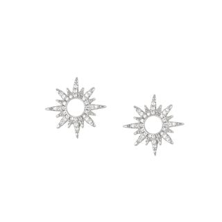 925 Sterling Silver stud earrings with white cubic zirconia in a sun design 925 Sterling Silver stud earrings with white cubic zirconia in a sun design