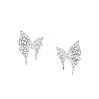 925 Sterling Silver stud earrings with white cubic zirconia in a butterfly design 925 Sterling Silver stud earrings with white cubic zirconia in a butterfly design