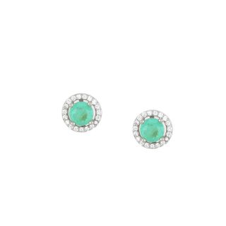 925 Sterling Silver stud earrings and white cubic zirconia and round tourmaline. 925 Sterling Silver stud earrings and white cubic zirconia and round tourmaline.