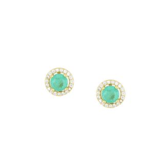 925 Sterling Silver stud earrings gold plated and white cubic zirconia and round tourmaline 925 Sterling Silver stud earrings gold plated and white cubic zirconia and round tourmaline