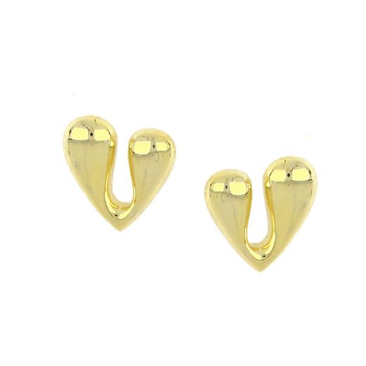 925 Sterling Silver stud earrings gold plated in heart design