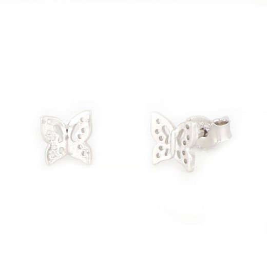 925 Sterling Silver kids' earrings rhodium plated with butterflies design
