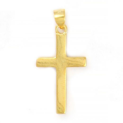 925 Sterling Silver cross gold plated 30x14mm