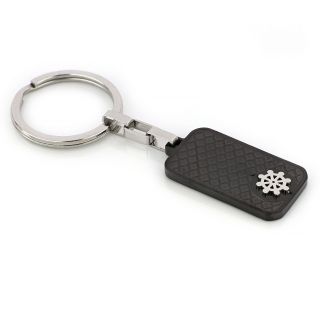Keychain with embossed design and ship steering wheel made of stainless steel - 