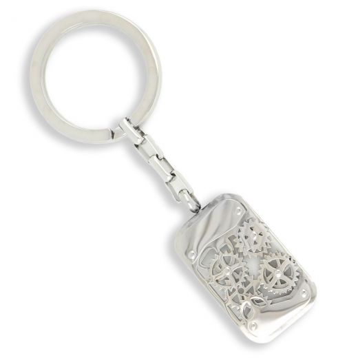Elegant keychain made of stainless steel with gears