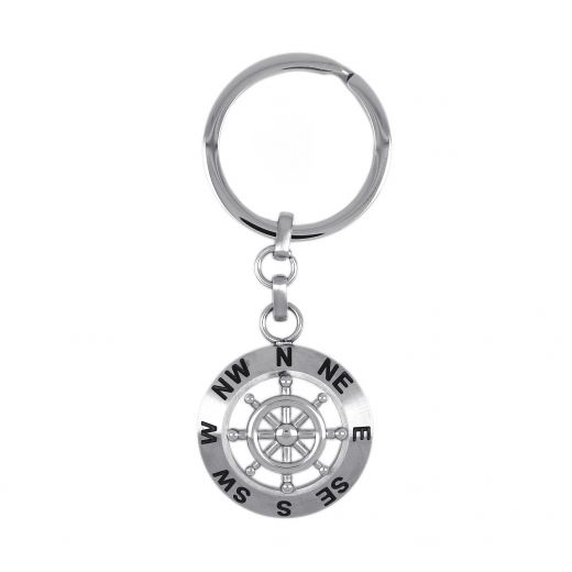 Μπρελόκ από ανοξείδωτο ατσάλι με σχέδιο πυξίδα 