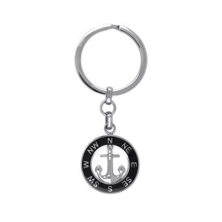 Μπρελόκ από ανοξείδωτο ατσάλι με αγκυρα και πυξίδα