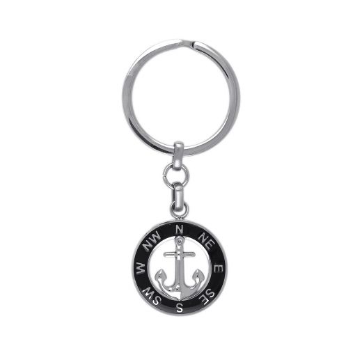 Μπρελόκ από ανοξείδωτο ατσάλι με αγκυρα και πυξίδα