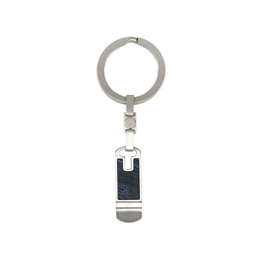 Μπρελόκ από ανοξείδωτο ατσάλι με μπλε ανθρακόνημα