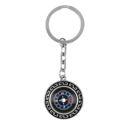 Μπρελόκ από ανοξείδωτο ατσάλι με σχέδιο πυξίδα και Μαίανδρο