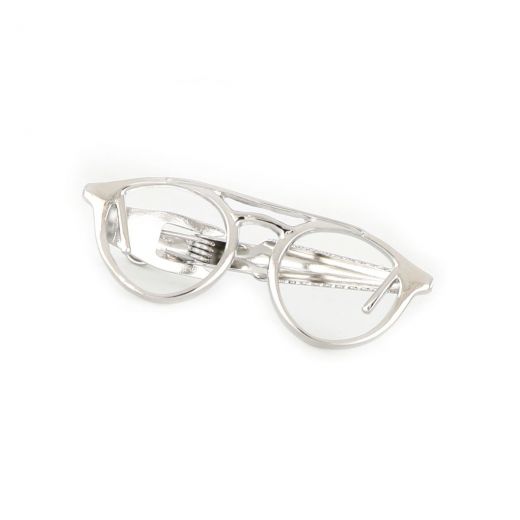 Tie Pin made of copper rhodium plated in eye glasses design