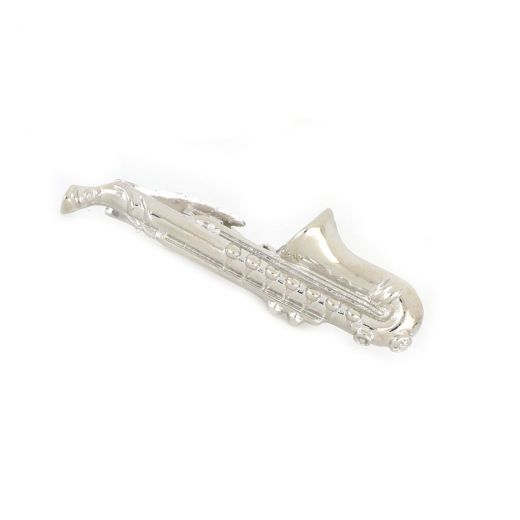 Tie Pin made of copper rhodium plated in saxophone shape