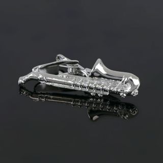 Tie Pin made of copper rhodium plated in saxophone shape - 