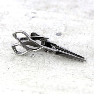 Special Tie Pin made of copper rhodium plated in scissor shape - 