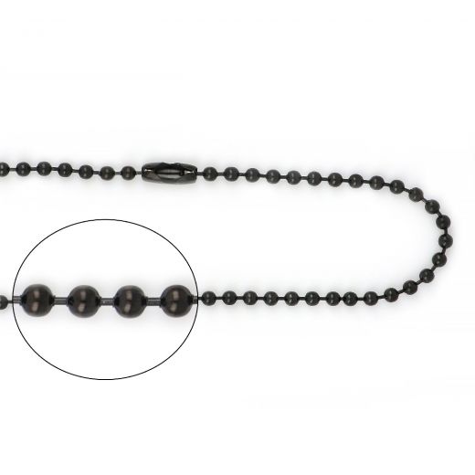 Chain necklace made of stainless steel in black color and ball shape
