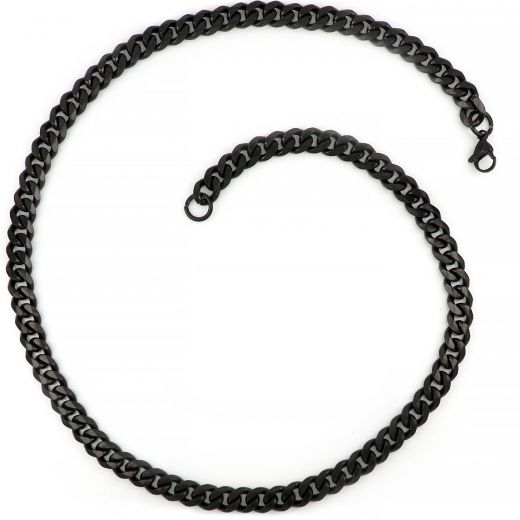 chain made of stainless steel for men in black color shinny texture