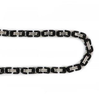 Chain necklace two-tone made of stainless steel in silver and black color - 