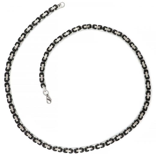 Chain necklace two-tone made of stainless steel in silver and black color