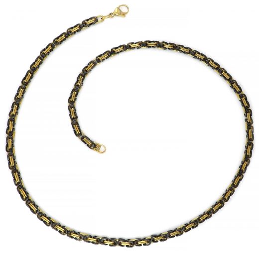 Ανδρική αλυσίδα λαιμού ατσάλινη δίχρωμη σε χρυσό & μαύρο πάχος 5 mm και μήκος 60 cm