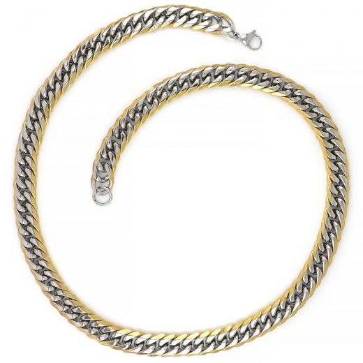 Chain necklace for men two-tone made of stainless steel in gold and silver color