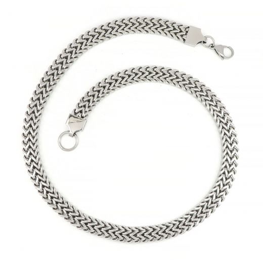 Chain necklace two-tone made of stainless steel in square design