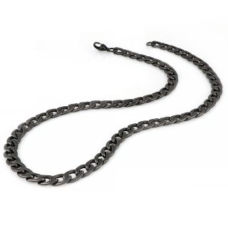 Chain black necklace made of stainless steel width 5 mm and length 55 or 60 or 65 cm - 