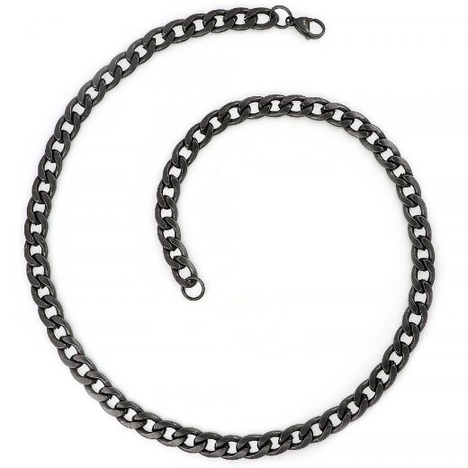 Chain black necklace made of stainless steel width 5 mm and length 55 or 60 or 65 cm