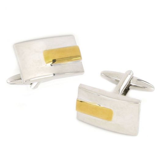 Cufflinks made of copper rhodium plated with gold color detail