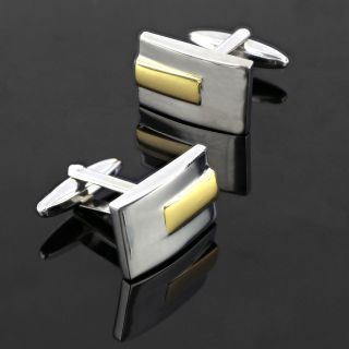 Cufflinks made of copper rhodium plated with gold color detail - 