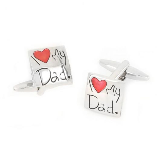 Cufflinks made of copper rhodium plated  LOVE DAD