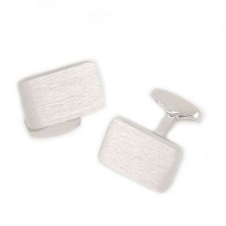 Cufflinks made of copper rhodium plated in matte embossed texture Cufflinks made of copper rhodium plated in matte embossed texture