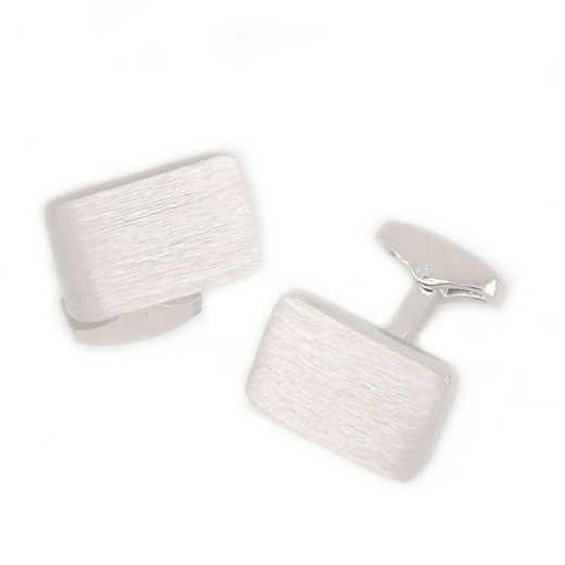 Cufflinks made of copper rhodium plated in matte embossed texture
