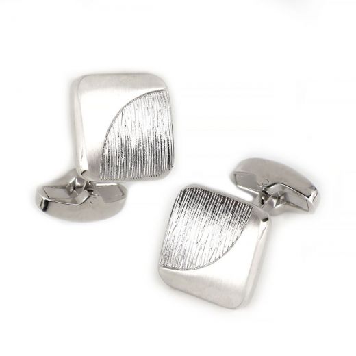 Cufflinks made of copper rhodium plated embossed and smooth