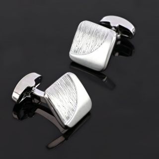 Cufflinks made of copper rhodium plated embossed and smooth - 