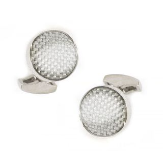 Cufflinks made of copper rhodium plated  with silver carbon fiber Cufflinks made of copper rhodium plated  with silver carbon fiber