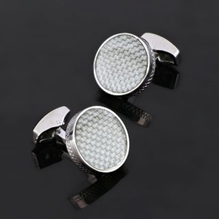 Cufflinks made of copper rhodium plated  with silver carbon fiber - 