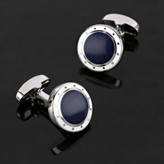 Cufflinks made of copper rhodium plated with blue stone - 