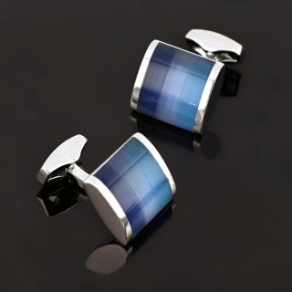 Cufflinks made of copper rhodium plated in blue shades - 