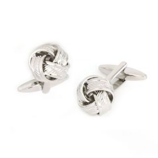 Cufflinks made of copper rhodium plated in knot shape Cufflinks made of copper rhodium plated in knot shape