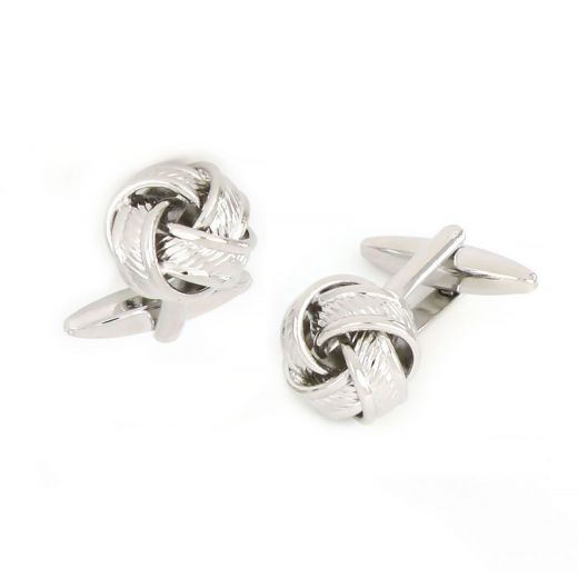 Cufflinks made of copper rhodium plated in knot shape