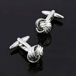 Cufflinks made of copper rhodium plated in knot shape - 