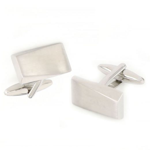 Cufflinks made of copper rhodium plated with asymmetric design