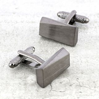 Cufflinks made of copper in black color with asymmetric design - 
