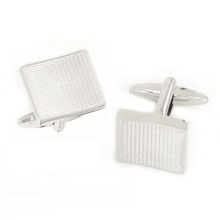 Cufflinks made of copper rhodium plated with embossed concave design Cufflinks made of copper rhodium plated with embossed concave design