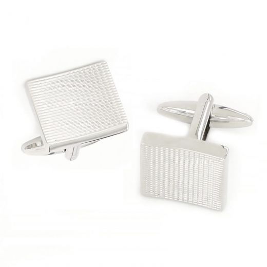 Cufflinks made of copper rhodium plated with embossed concave design