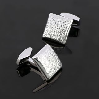 Cufflinks made of copper rhodium plated with embossed curved design - 
