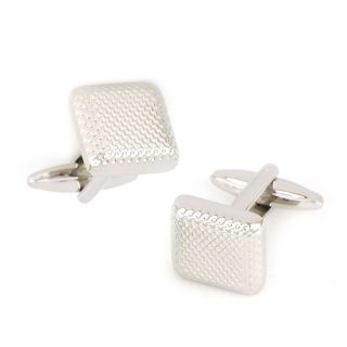 Cufflinks made of copper rhodium plated with textured surface Cufflinks made of copper rhodium plated with textured surface